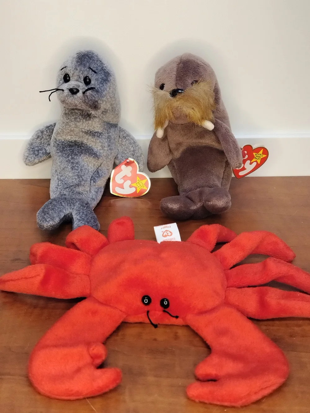 Ty Beanie Babies Ocean Themed Includes Digger Crab, Slippery Seal, Jolly Walrus